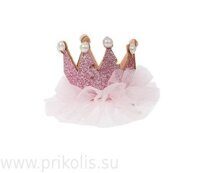 Корона мини с бусинами на зажимах