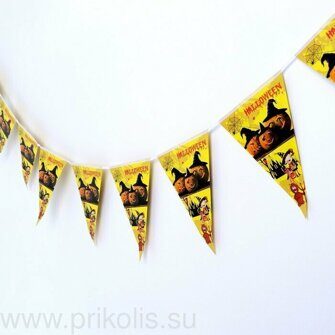 Гирлянда Хэллоуин 10 флажков Тыквы чертик